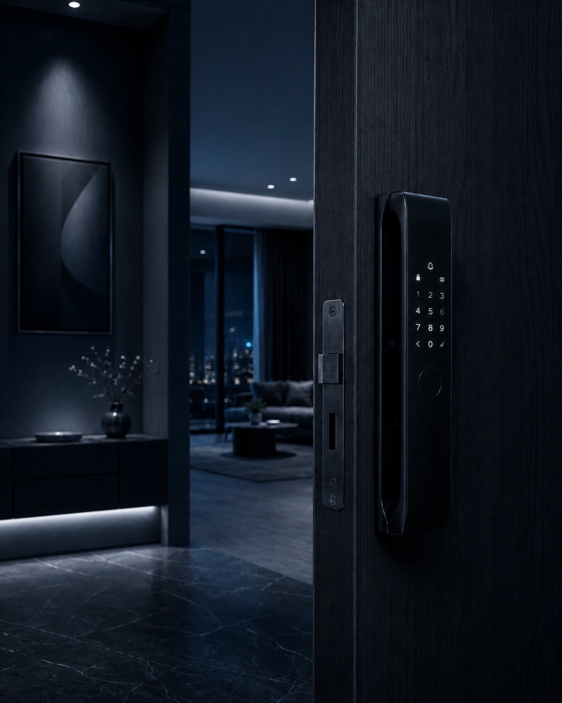 Smart lock hardware used in a connected access-control setting.